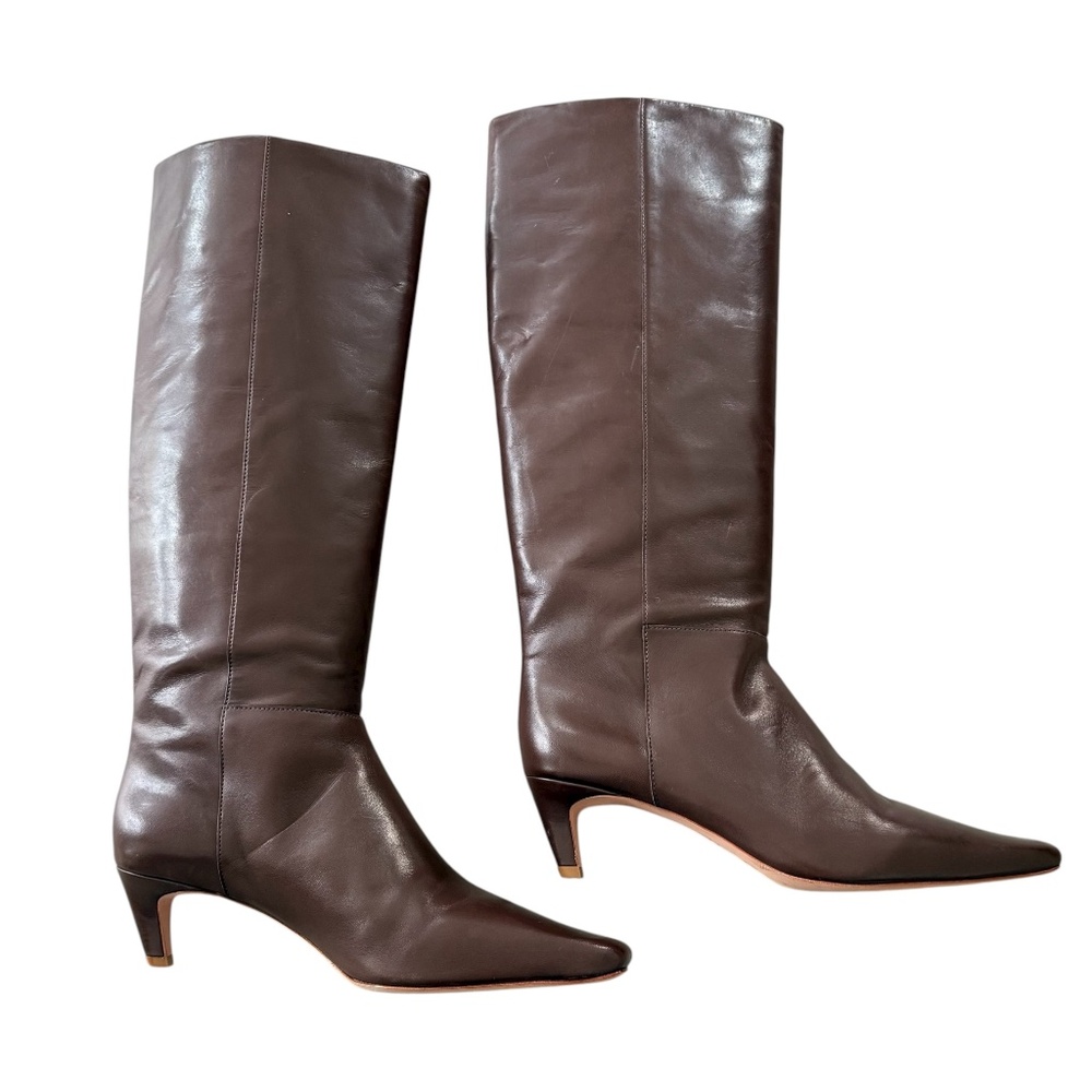 Reformation Remy Knee High Boots Kitten Heel Chesnut Brown Size 9.5